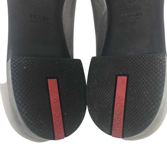 Prada Square Toe Ballet Flats Leather Silver Metallic Women's Size 38.5 US 8 - Picture 10 of 15